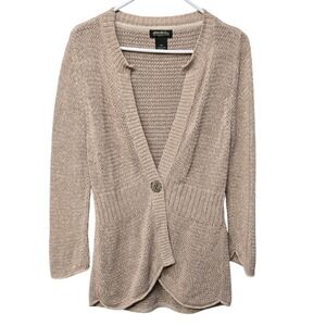 Vintage Y2K Eddie Bauer Cardigan‎ Sweater Women Medium Brown Neutral Lightweight